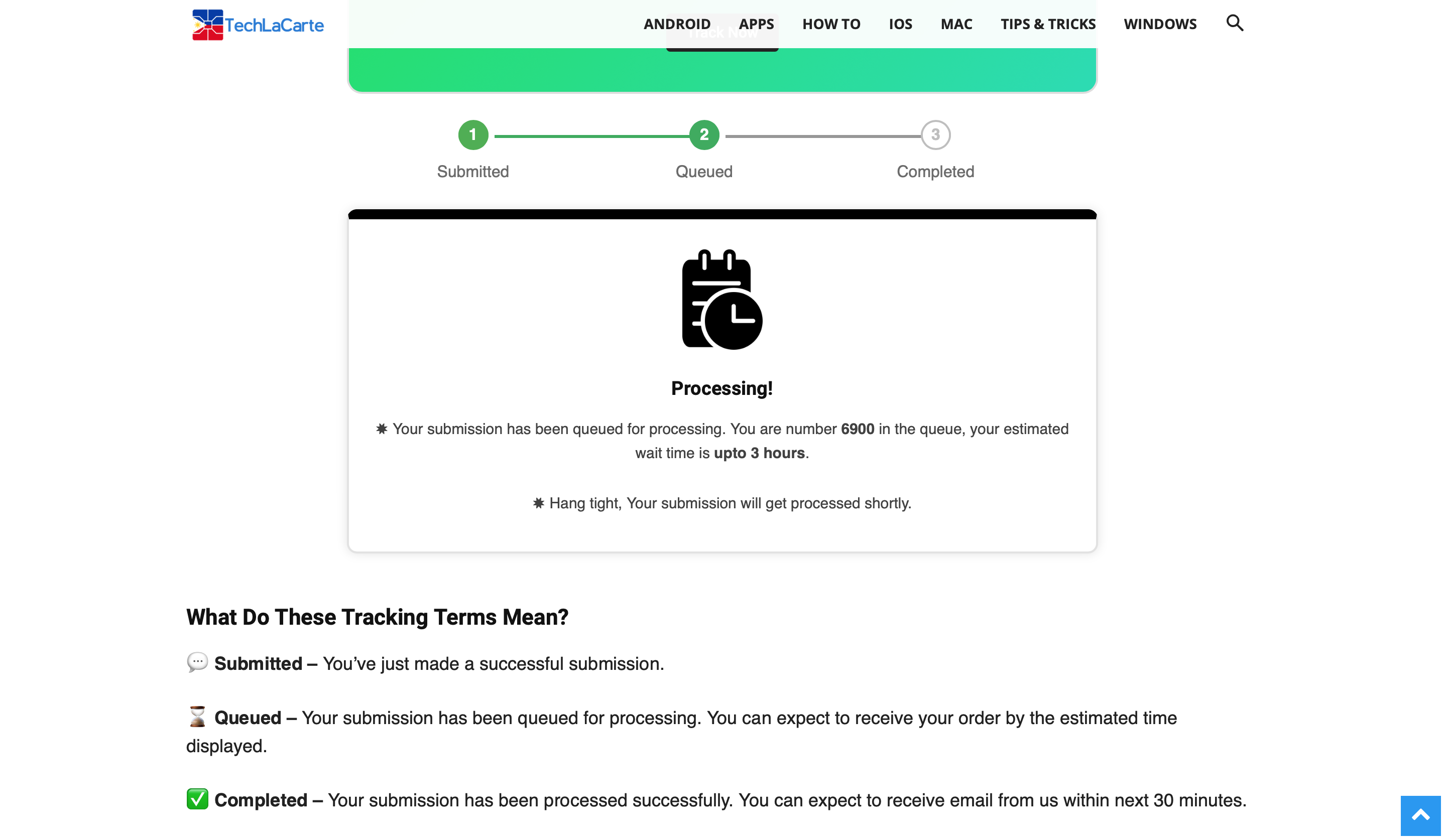 tracking page prossecing part